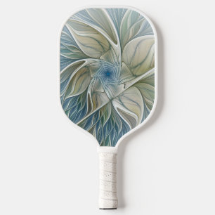 Floral Dream Pattern Abstract Blue Khaki Fractal Pickleball Paddle