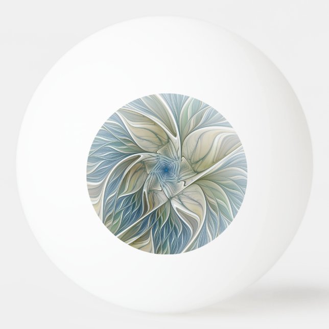 Floral Dream Pattern Abstract Blue Khaki Fractal Ping Pong Ball (Front)