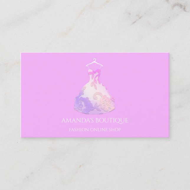 Floral Dress Logo Fashion  Wedding Event Pink  Business Card (Front)