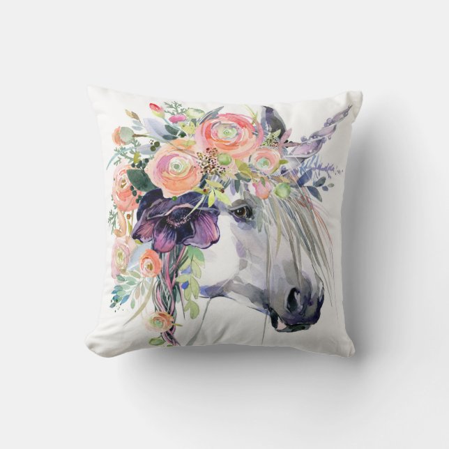 Floral Dressed Unicorn Cushion (Front)
