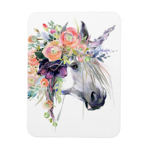 Floral Dressed Unicorn Magnet