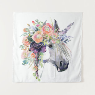 Floral Dressed Unicorn Tapestry