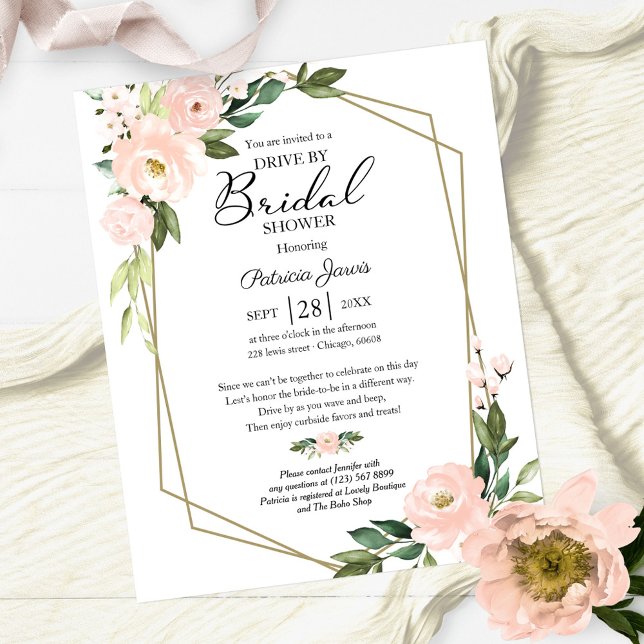 Floral Drive By Bridal Shower Budget Invitation (Creator Uploaded)