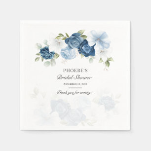 Floral Dusty Blue Bloom Eucalyptus Greenery Napkin