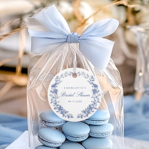 Floral Dusty Blue Bridal Shower Favour Tags