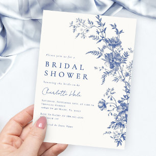 Floral Dusty Blue Bridal Shower Invitation