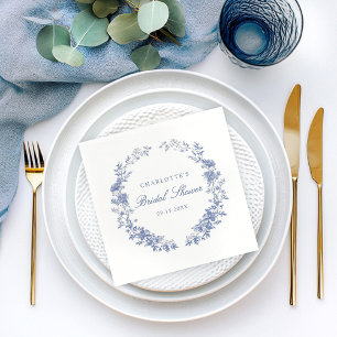 Floral Dusty Blue Bridal Shower Napkin