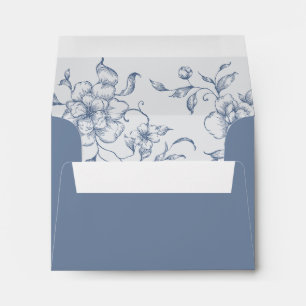 Floral Dusty Blue Elegant Wedding Envelope