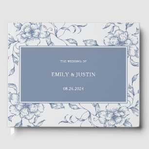 Floral Dusty Blue Elegant Wedding  Guest Book
