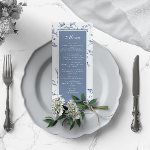 Floral Dusty Blue Elegant Wedding Menu