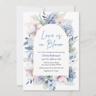 Floral Dusty Blue Love is in Bloom Bridal Shower  Invitation