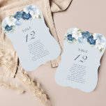 Floral Dusty Blue Table Number 12 Seating Chart<br><div class="desc">Plan your wedding reception with precision, from save the date, to day of the wedding events like the reception and seating arrangements with these dusty blue floral table number seating chart cards. Simple plug in the names of the guests and the table numbers. This way, the wedding party will arrive...</div>