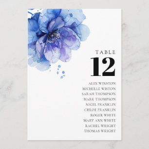 Floral Dusty Blue Table Number Seating Chart