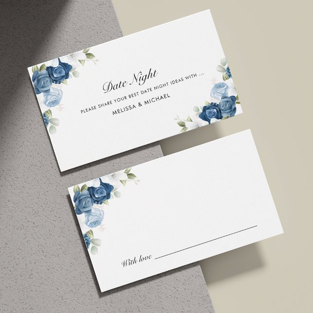 Floral Dusty Blue Wedding Date Nights Jar Cards (Floral Dusty Blue Wedding Date Nights Jar Cards)