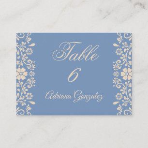 Floral Dusty Blue Wedding  Place Card