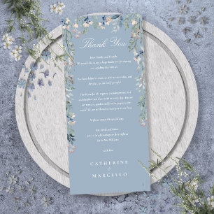 Floral Dusty Blue Wedding Thank You Place Card