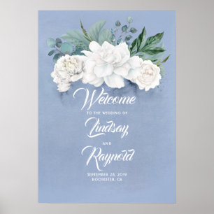 Floral Dusty Blue Wedding Welcome Poster