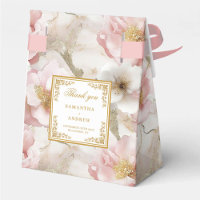 Floral Dusty Pink Ivory Gold Wedding Favour Box
