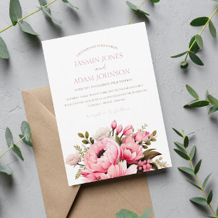 Floral Dusty Pink Wildflower Summer Garden Wedding Invitation