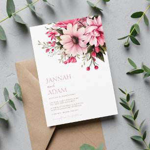 Floral Dusty Pink Wildflower Summer Garden Wedding Invitation