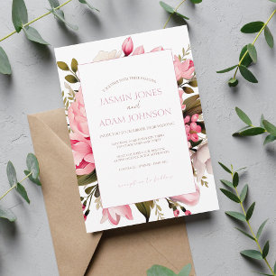 Floral Dusty Pink Wildflower Summer Garden Wedding Invitation