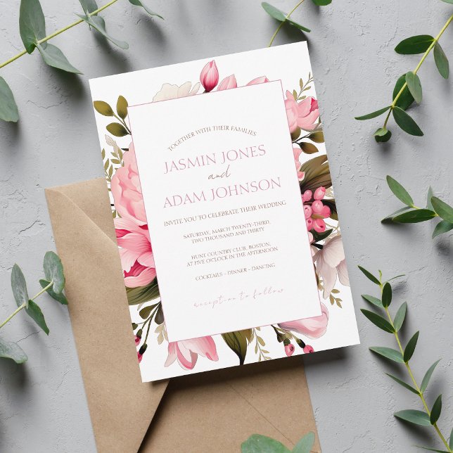 Floral Dusty Pink Wildflower Summer Garden Wedding Invitation (Creator Uploaded)