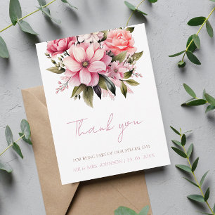 Floral Dusty Pink Wildflower Summer Garden Wedding Thank You Card