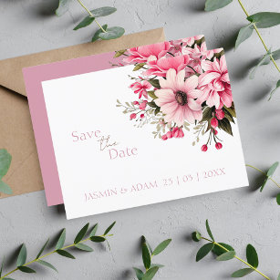Floral Dusty Pink Wildflower Summer Save the Date Postcard