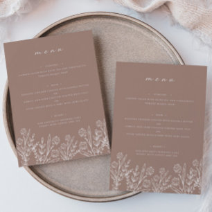 Floral Dusty Rose 5x7" Wedding Table Flat Menu