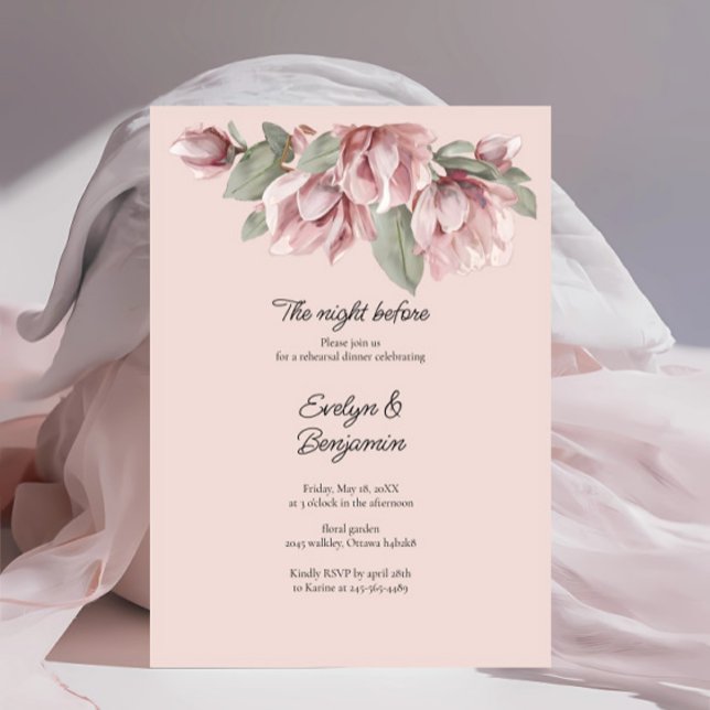  Floral Dusty Rose Blush Rehearsal Dinner  Invitation (Creator Uploaded)
