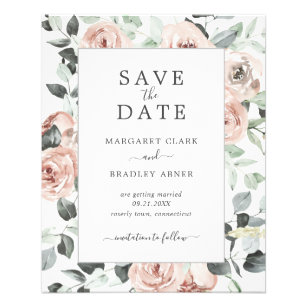 Floral Dusty Rose Budget Wedding Save The Date Flyer