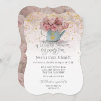 Floral Dusty Rose Gold Elegant Bridal Shower Tea