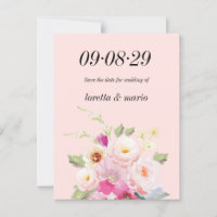 Floral Dusty Rose Save the date Invitation