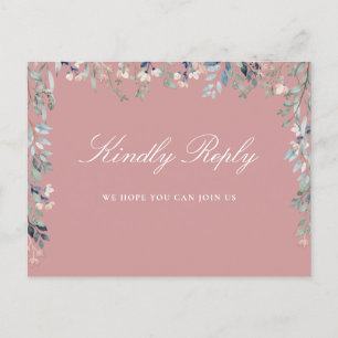 Floral Dusty Rose Song Request RSVP Postcard