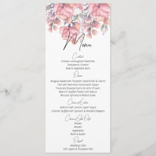 Floral, Dusty rose Wedding Menu