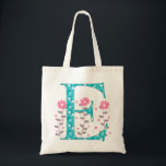 Floral 'E' Monogram Tote Bag<br><div class="desc">Sweet and stylish, monogram tote for all your shopping needs!</div>