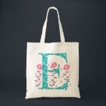 Floral 'E' Monogram Tote Bag<br><div class="desc">Sweet and stylish,  monogram tote for all your shopping needs!</div>