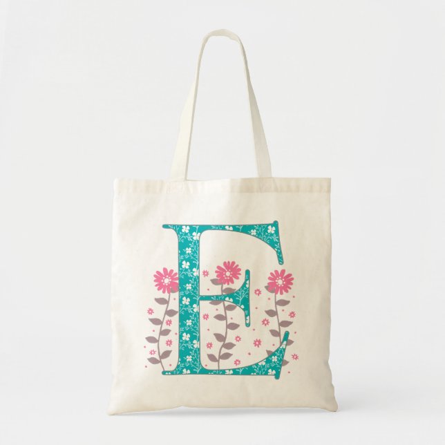 Floral 'E' Monogram Tote Bag (Front)