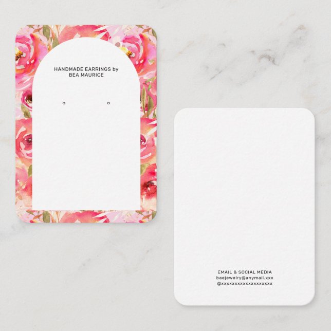 Floral Earring Display Holder Card (Front/Back)