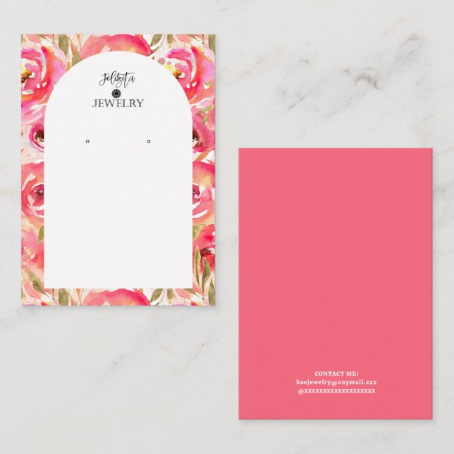 Floral Earring Display Holder Card (Front/Back)