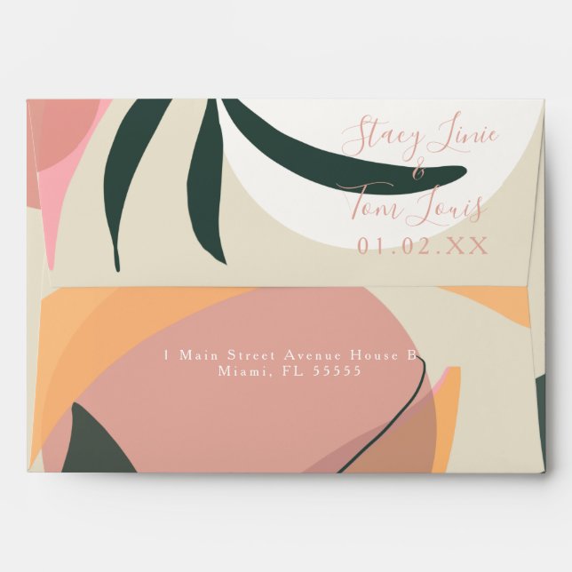 Floral Earthy Tone Hand Drawn Wedding  Envelope (Back (Top Flap))