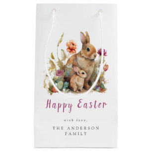 Floral Easter Bunnies Small Gift Bag