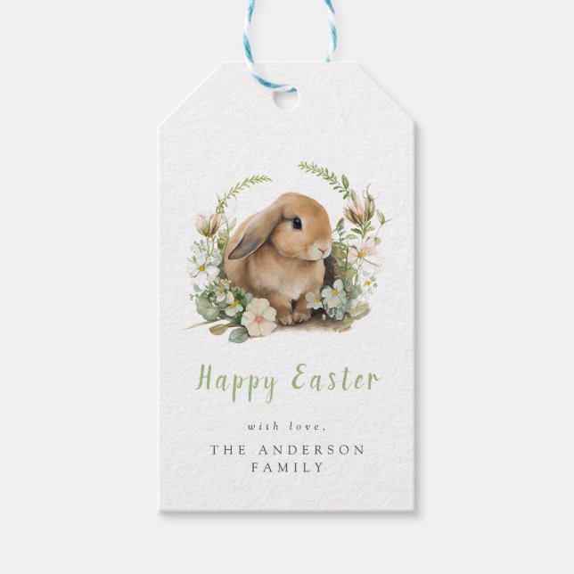 Floral Easter Bunny Gift Tags (Front)