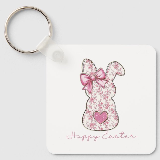 Floral Easter Bunny Key Ring (Front)