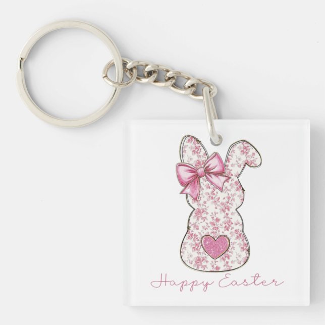 Floral Easter Bunny Key Ring (Front)
