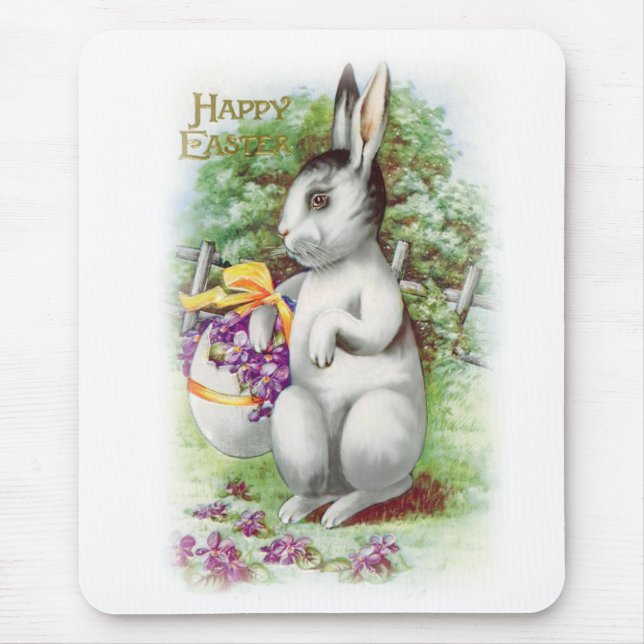 Floral Easter Bunny Mouse Pad (Front)