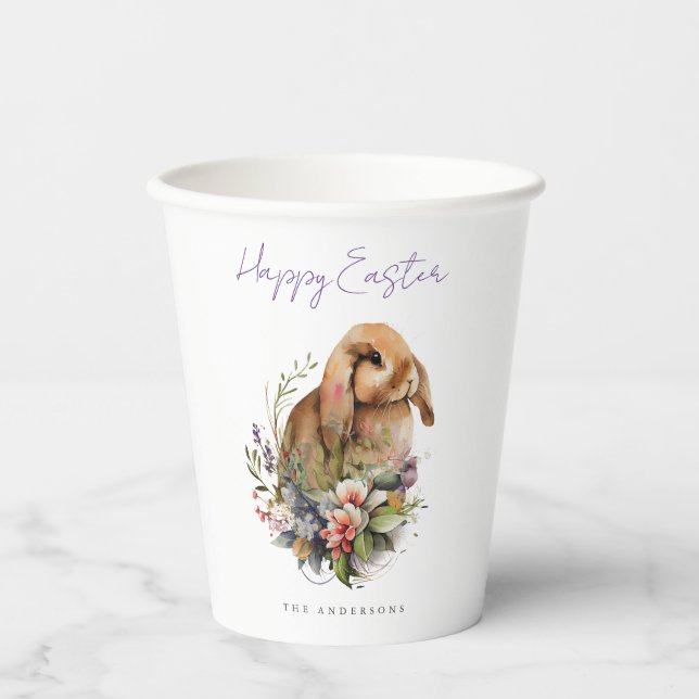 Floral Easter Bunny Paper Cups (Front)