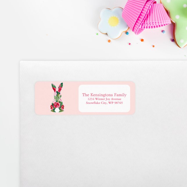 Floral Easter Bunny Personalised Return Address  (Floral Easter Bunny Personalized Return Address Label)