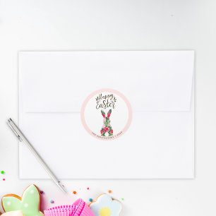 Floral Easter Bunny Personalised Stickers