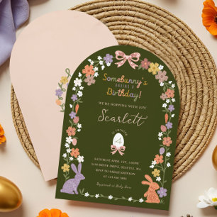 Floral Easter Bunny Somebunny’s Having a Birthday Invitation